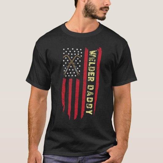 Mannen Welder Dad Usa American Flag Welder Mannen T-shirt (Voorkant)