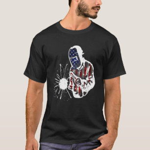 Mannen Welder Distress US American Flag Welding P T-shirt
