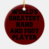 Mannen wereld's Greatest Hand and and Foot Player Keramisch Ornament (Achterkant)