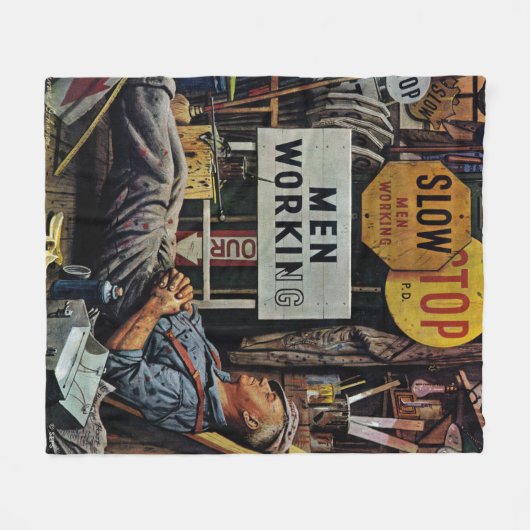 Mannen werken fleece deken (Voorkant (Horizontaal))