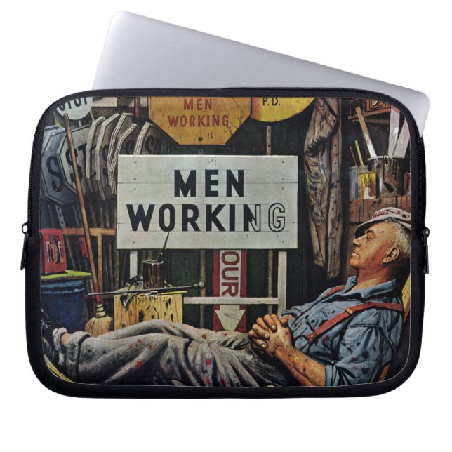 Mannen werken laptop sleeve (Voorkant)