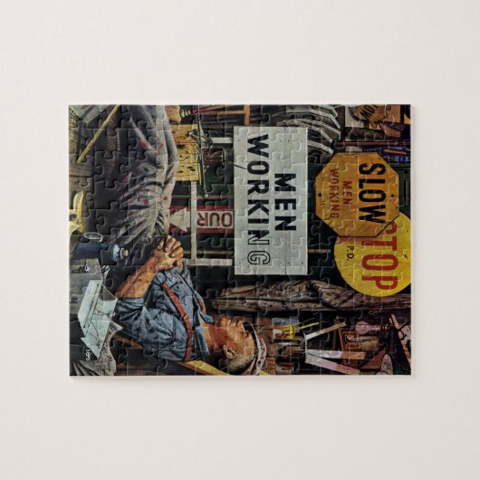 Mannen werken legpuzzel (Horizontaal)