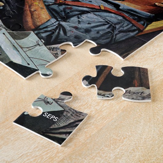 Mannen werken legpuzzel (Zijkant)