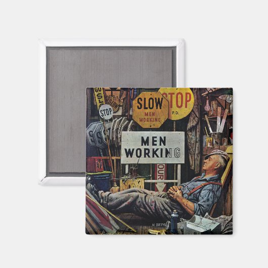 Mannen werken magneet (Voorkant / Achterkant)