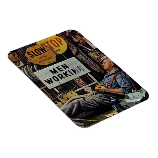 Mannen werken magneet (Rechterzijde)