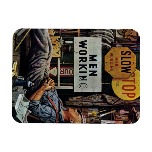 Mannen werken magneet (Horizontaal)