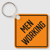 Mannen Werken Metalen Vierkante Sleutelhanger (Voorkant)