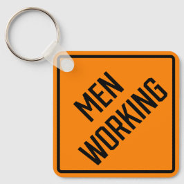 Mannen Werken Metalen Vierkante Sleutelhanger