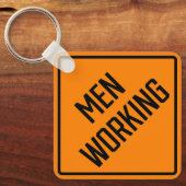 Mannen Werken Metalen Vierkante Sleutelhanger (Voorkant)