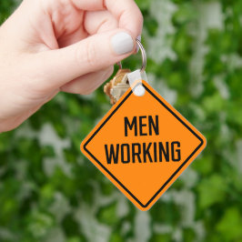 Mannen Werken Metalen Vierkante Sleutelhanger