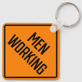 Mannen Werken Metalen Vierkante Sleutelhanger (Achterkant)