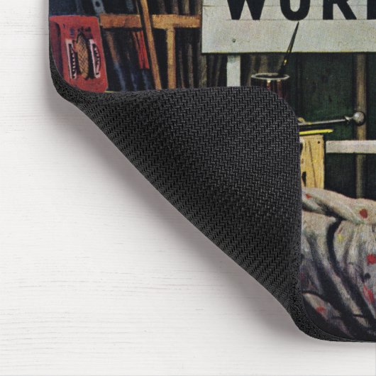 Mannen werken muismat (Hoek)