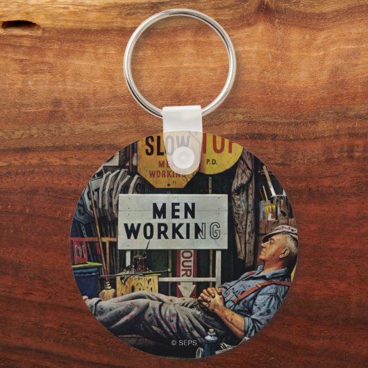 Mannen werken sleutelhanger (Voorkant)