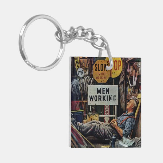 Mannen werken sleutelhanger (Voorkant Links)