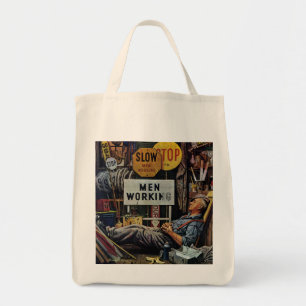 Mannen werken tote bag