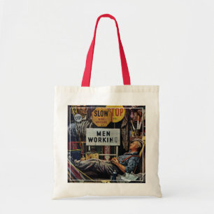 Mannen werken tote bag