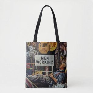 Mannen werken tote bag