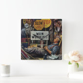 Mannen werken vierkante klok (Huis)