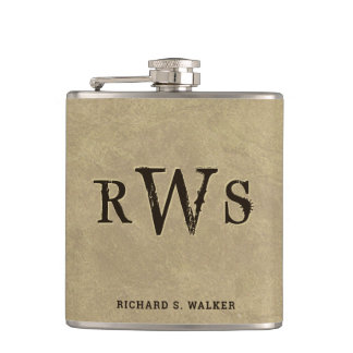 Mannen Western monogram Faux leder Buckskin Heupfles