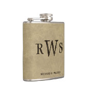 Mannen Western monogram Faux leder Buckskin Heupfles (Rechts)