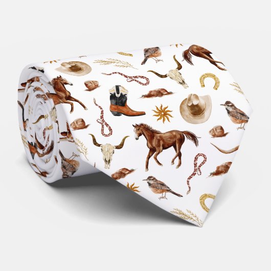 Mannen Western Thema Paarden Stropdas (Opgerold)