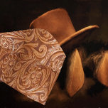 Mannen Westerne lederen print Stropdas<br><div class="desc">Gereedgemaakte bruine lederen print op voor- en achterkant van stropdas</div>