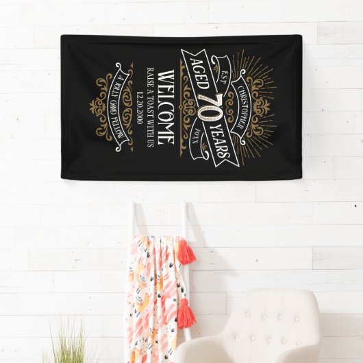 Mannen whisky 70e verjaardag spandoek (Insitu)