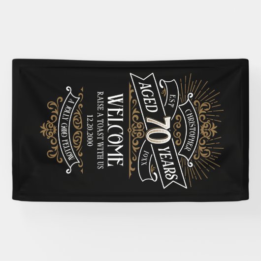 Mannen whisky 70e verjaardag spandoek (Horizontaal)