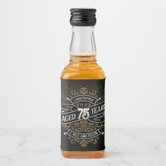 Mannen whisky 75ste verjaardag likeurfles etiket (Voorkant)