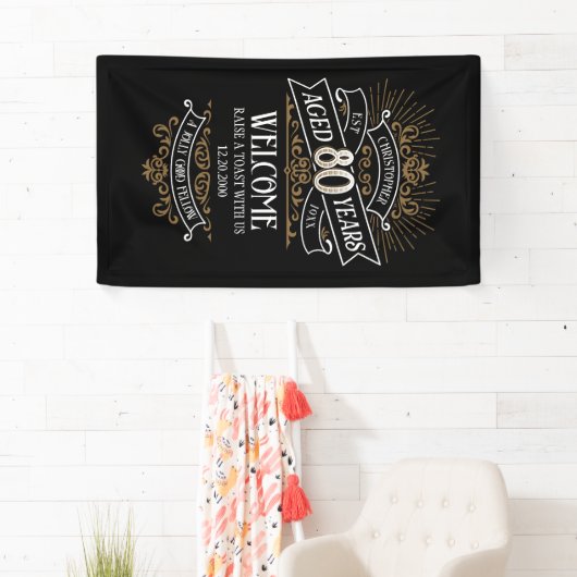 Mannen whisky 80ste verjaardag spandoek (Insitu)