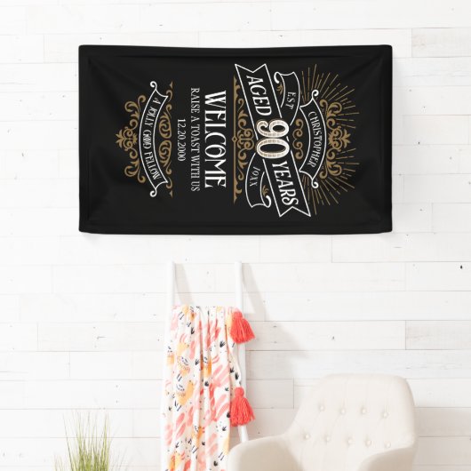 Mannen whisky 90e verjaardag spandoek (Insitu)