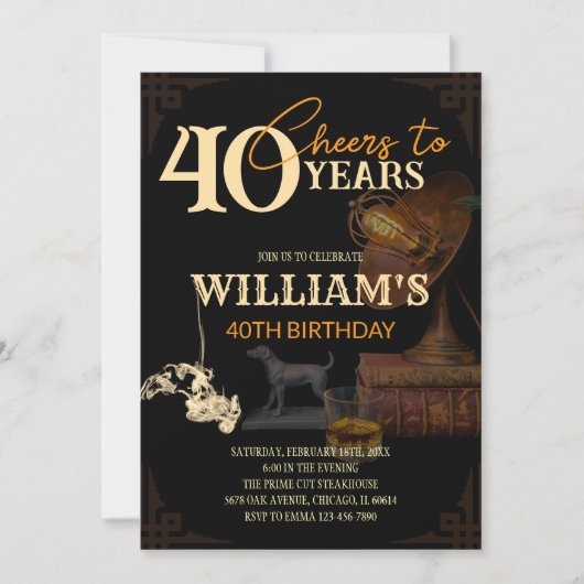 Mannen whisky en sigaar Vintage 40ste verjaardag Kaart (Voorkant)