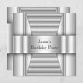 Mannen White Style Silver-verjaardagsfeestje Kaart (Voorkant / Achterkant)
