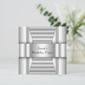 Mannen White Style Silver-verjaardagsfeestje Kaart (Staand voorkant)