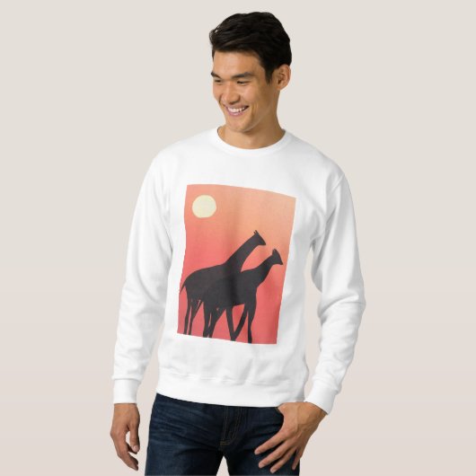 Mannen White Sweatshirt met Giraffe (Voorkant volledig)