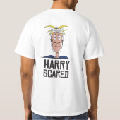 Mannen White T-Shirt Hockey Harry Scared (Achterkant)