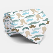 Mannen White Tiled Designer Mustache Stropdas (Opgerold)