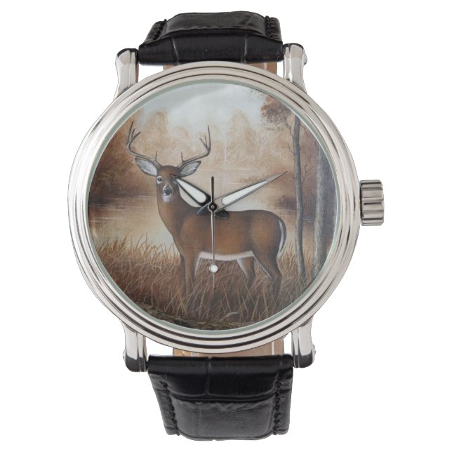 Mannen Whitetail Buck Horloge (Voorkant)