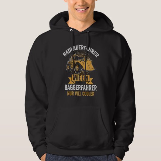 Mannen wiellader fietser graafmachine civiele cons hoodie (Voorkant)
