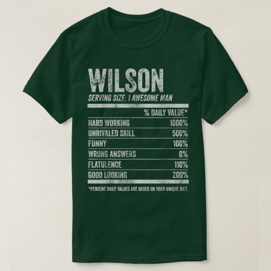 Mannen Wilson Nutrition Gepersonaliseerde naam Fun T-shirt (Design voorkant)