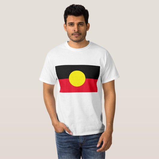mannen wit Aboriginal vlag shirt (Voorkant volledig)
