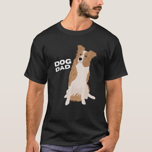 Mannen Wit & Rode Merle Border Collie Dog Pap Man T-shirt (Voorkant)