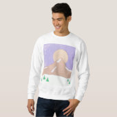Mannen wit sweatshirt met Mountain Scene (Voorkant volledig)