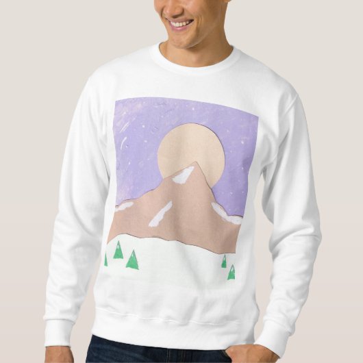 Mannen wit sweatshirt met Mountain Scene (Voorkant)