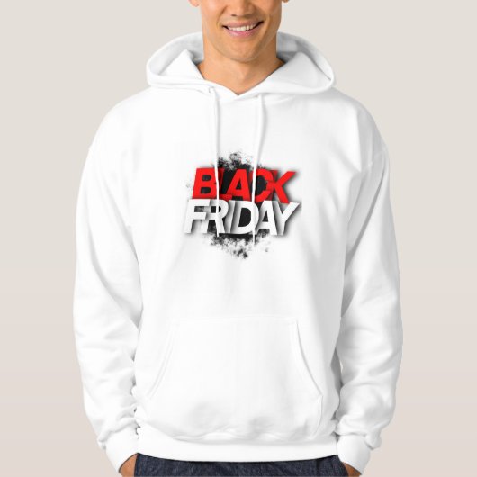 Mannen witte hoodie met vet "BLACK FRIDAY" (Voorkant)