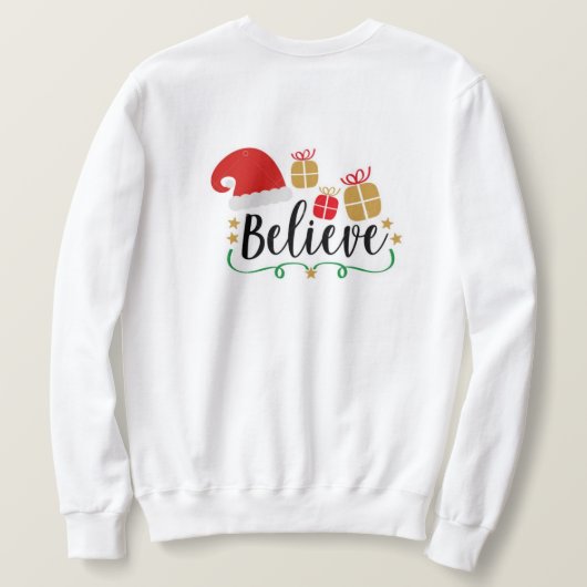 Mannen Witte Kerstmis Believe Sweater (Design achterkant)