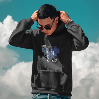 Mannen WTF werkt aan Pixel Art Graphic Hoodie