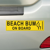 Mannen Yellow Beach Bum aan boord Bumpersticker (Op auto)