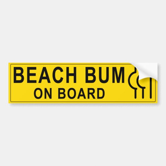Mannen Yellow Beach Bum aan boord Bumpersticker (Voorkant)