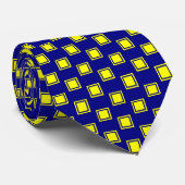 Mannen Yellow en Navy Blue Squares Pattern Stropda Stropdas (Opgerold)